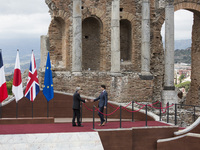  Canadian Prime Minister Justine Trudeau  arrives at the Ancient Theatre of Taormina ahead the G7 Summit on May 26, 2017. (