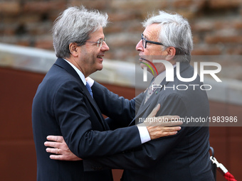 G7 Summit 2017 in Italy
The italian Prime Minister Paolo Gentiloni with the President of the European Commission Jean-Claude Juncker during...
