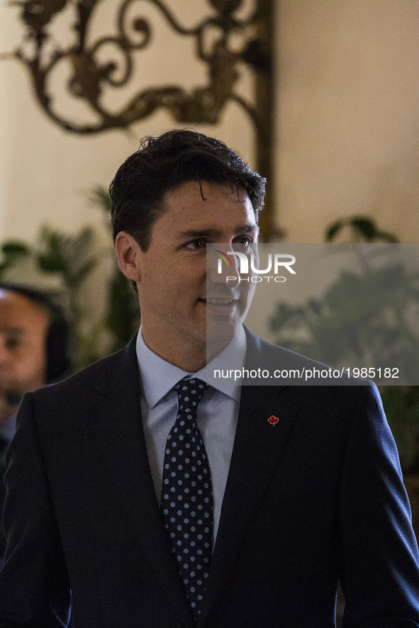 Canadian Prime Minister Justin Trudeau at the G7 Summit expanded session in Taormina, Sicily, on May 27, 2017. 