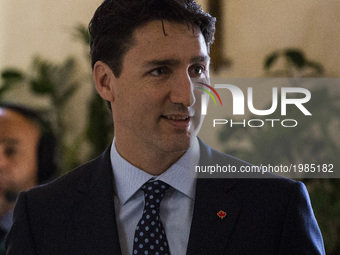 Canadian Prime Minister Justin Trudeau at the G7 Summit expanded session in Taormina, Sicily, on May 27, 2017. (