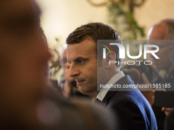 French Prime Minister Emmanuel Macron at the G7 Summit expanded session in Taormina, Sicily, on May 27, 2017. (