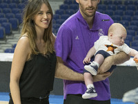 Helen Lindes and Rudy Fernandez attend during the League Endesa third Play off game between Real Madrid and Andorra at Barclaycard Center on...