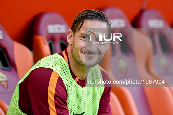 Francesco Totti of Roma on his last appearance in Rome after more than 20 years during the Serie A match between Roma and Genoa at Stadio Ol...