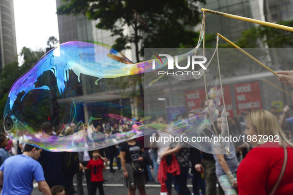 The Global Bubble Parade São Paulo happens on May 28, 2017 at Avenida Paulista, in Sao Paulo, Brazil. The event takes place in more than 50...