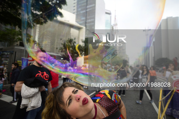 The Global Bubble Parade São Paulo happens on May 28, 2017 at Avenida Paulista, in Sao Paulo, Brazil. The event takes place in more than 50...