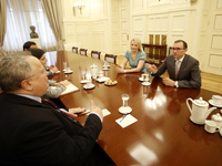  Special Adviser of the Secretary-General on Cyprus, Espen Barth Eide during meeting with Greek Foreign Minister Nikos Kotzias (L) on the Cy...
