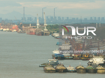 A panoramic view of riverboats on Yangtze river near the city of Wuhan, seen from the main ring road.
On Monday, September 14, 2016 in Wuhan...