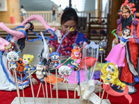A view of a stand with some Chinese caracters hand made for children in Wuhan center.
On Monday, September 14, 2016 in Wuhan, China. (
