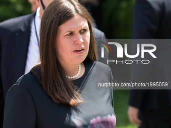 Sarah Huckabee Sanders, Principal Deputy White House Press Secretary, was in attendance for President Trump's announcement that the United S...
