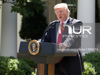 President Trump made the statement that the United States is withdrawing from the Paris Climate Accord, in the Rose Garden of the White Hous...