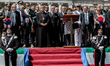 The group institutional on stage, square the Plebiscito in Naples, Luigi De Magistris, the...