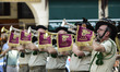 Italian Bersaglieri attend the military parade during the celebrations of the Italian Repu...