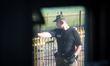 A border guard is seen at Terespol station on the morning of 2 June, 2017. Every weekday d...