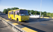 A passenger bus is seen going in the direction of the central station in Brest, Belarus on...