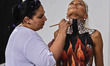 ITA: 10 Maggio 2013, Atene (Grecia) - Una modella mostra il corpo tatuato al 7* Festival I...
