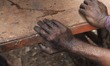 A Dock Yard laborer is working at the workshop for making parts of ship in Keranigonj, Dha...