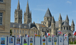 Election posters with local candidates on display in front of Caen town hall.French legis...