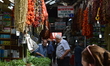 People are seen inside a bazaar in Ulus district in Ankara, Turkey on June 13, 2017. 