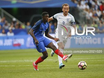 France's forward Ousmane Dembele passes the ball during the international friendly football match between France and England, on June 13, 20...