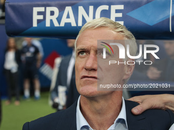 France's head coach Didier Deschamps looks on during the international friendly football match between France and England, on June 13, 2017...