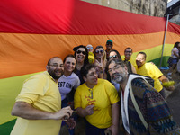 Activists participate in the Walk of Lesbian and Bisexual Women in Praça Roosevelt, central SP. The act was organized by the LGBT (lesbian,...