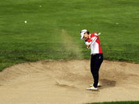 Na Yeon Choi of the Republic of Korea hits from the sand trap to the 7th green during the final round of the Meijer LPGA Classic golf tourna...