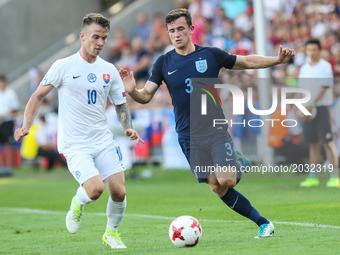 Ben Chilwell (ENG), Albert Rusnak (SLO)  during the UEFA U-21 European Championship Group A football match Slovakia vs England in Kielce, Po...