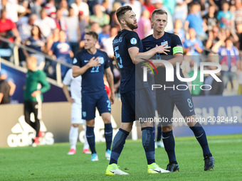 James Ward-Prowse (ENG), Calum Chambers (ENG)  during the UEFA U-21 European Championship Group A football match Slovakia vs England in Kiel...