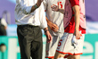 Coach Blagoja Milevski  (MKD), Egzon Bejtulai (MKD), Aleksa Amanovic (MKD) during the UEFA...