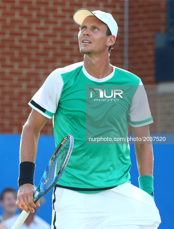 Tomas Berdych CZE against Denis Shapovalov (CAN) against during Round Two match on the third day of the ATP Aegon Championships at the Queen...