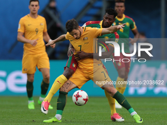 Mathew Leckie of the Australia national football team vie for the ball during the 2017 FIFA Confederations Cup match, first stage - Group B...