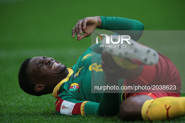 Benjamin Moukandjo of the Cameroon national football team reacts during the 2017 FIFA Confederations Cup match, first stage - Group B betwee...