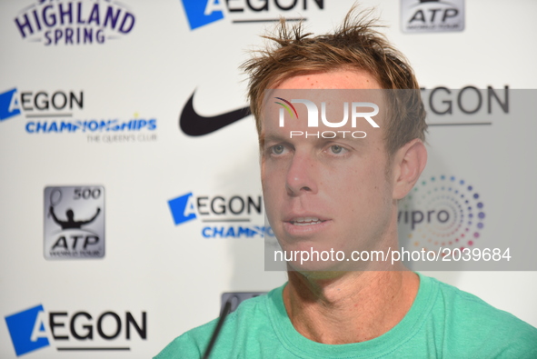 Sam Querrey of the US during the press conference at AEGON Championships at Queen's Club, in London, UK, on June 22, 2017..  