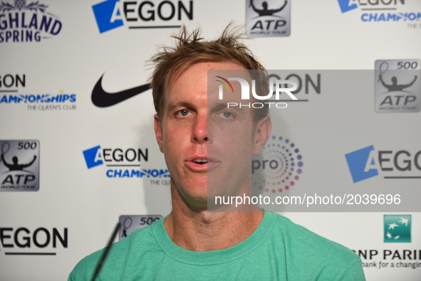 Sam Querrey of the US during the press conference at AEGON Championships at Queen's Club, in London, UK, on June 22, 2017..  