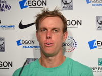 Sam Querrey of the US during the press conference at AEGON Championships at Queen's Club, in London, UK, on June 22, 2017..  (