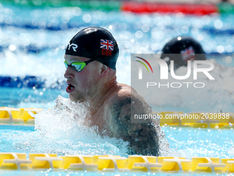 Adam Peaty (GBR) competes in Men's 100 m Breaststroke during the international swimming competition Trofeo Settecolli at Piscine del Foro It...