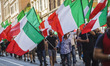 Thousands of members of Italian far-right movement CasaPound from all over Italy march wit...