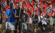 Thousands of members of Italian far-right movement CasaPound from all over Italy march wit...