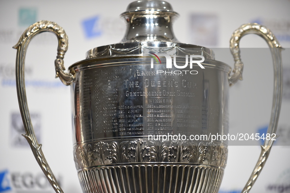 The AEGON Championships trophy is seen during the Feliciano Lopez of Spain press conference after his wictory against Marin Cilic of Croatia...