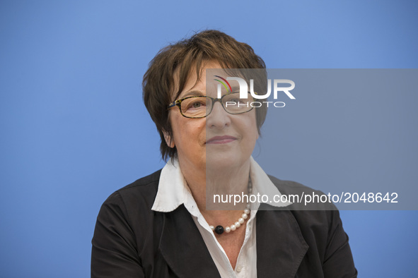 Economy Minister Brigitte Zypries attends a news conference to illustrate the work of the party during the last legislation at Bundespressek...