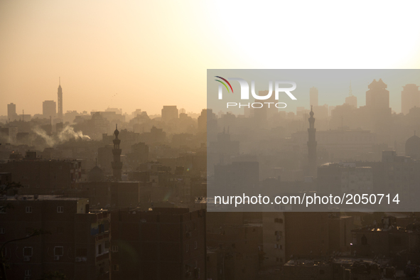 The view of Cairo downtown at dusk on June 9, 2017 