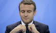 French President Emmanuel Macron is pictured during a news conference at the Chancellery i...