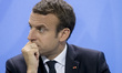 French President Emmanuel Macron is pictured during a news conference at the Chancellery i...