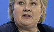 Norway's Prime Minister Erna Solberg is pictured during a news conference at the Chancelle...