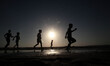 Palestinians during recreation on the beach in Gaza City. Israel withdrew ground forces fr...