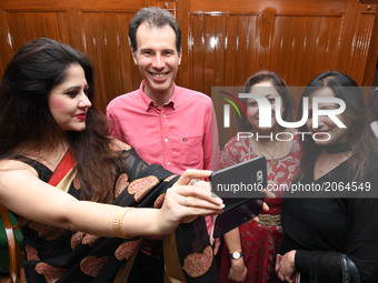 Indian Drama artist Saira Sha Halim taken selfy with International Piano artist Rajlakshmi and Alexey Idamki Consul General of Russian Feder...