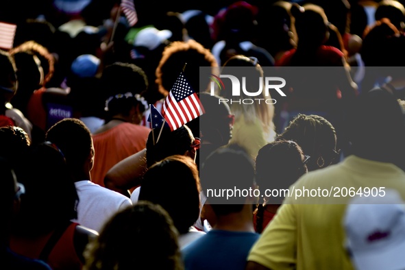 Thousands attend the WaWa Welcome America Independence Day concert on the Benjamin Franklin Parkway, in Philadelphia, PA, on July 4th, 2017....