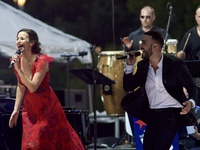 Luis Figueroa, Mandy Gonzales performs with Philly POPS at the WaWa Welcome America Independence Day concert on the Benjamin Franklin Parkwa...