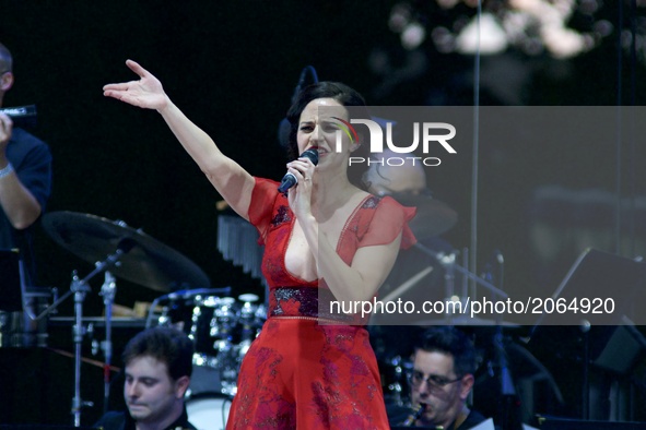 Mandy Gonzales performs at the WaWa Welcome America Independence Day concert on the Benjamin Franklin Parkway, in Philadelphia, PA, on July...