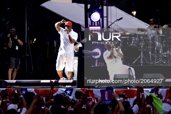Philadelphia natives Boyz II Men perform at the WaWa Welcome America Independence Day concert on the Benjamin Franklin Parkway, in Philadelp...